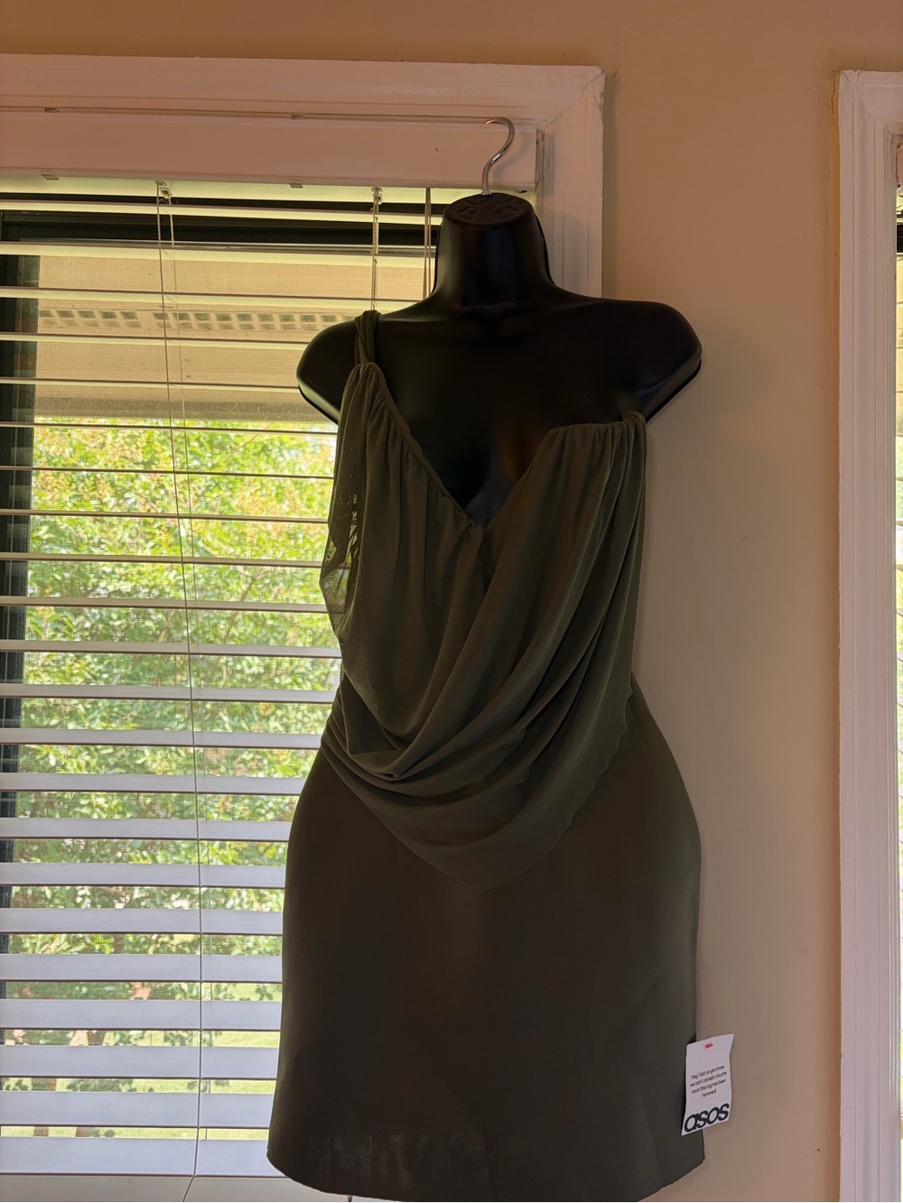 ASOS Olive Draped Cowl Mini Dress